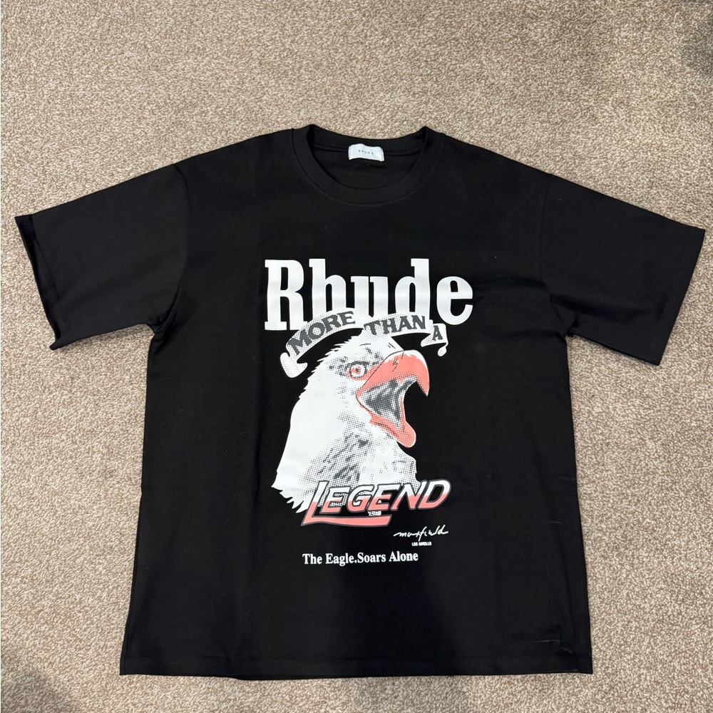 Rhude Black and Blue Logo T-Shirt